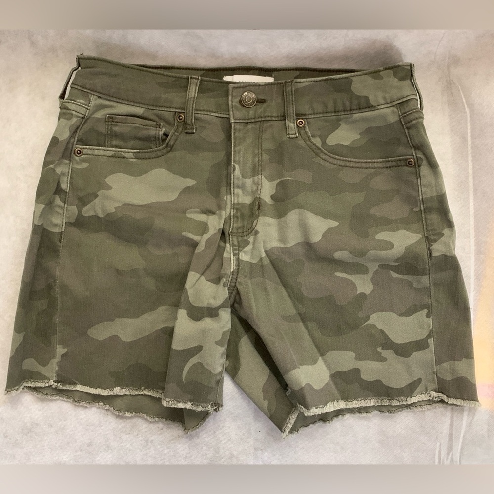 NWOT Sonoma Green Camouflage High-Waisted Denim Shorts